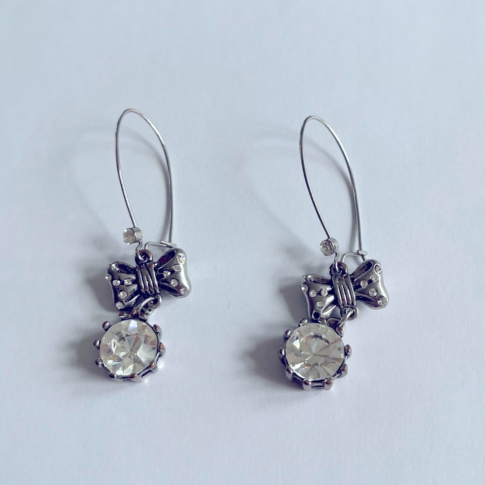 Betsey Johnson Drop Earring Bow with Rhinestones